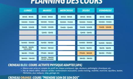 planning cours maison sport santé ACTIVIT&SANTE